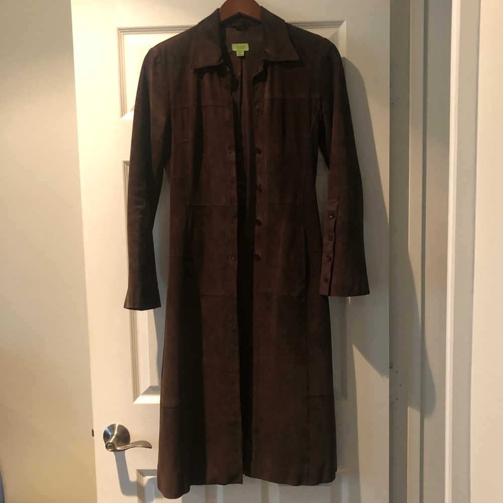 John Carlisle chocolate brown suede coat